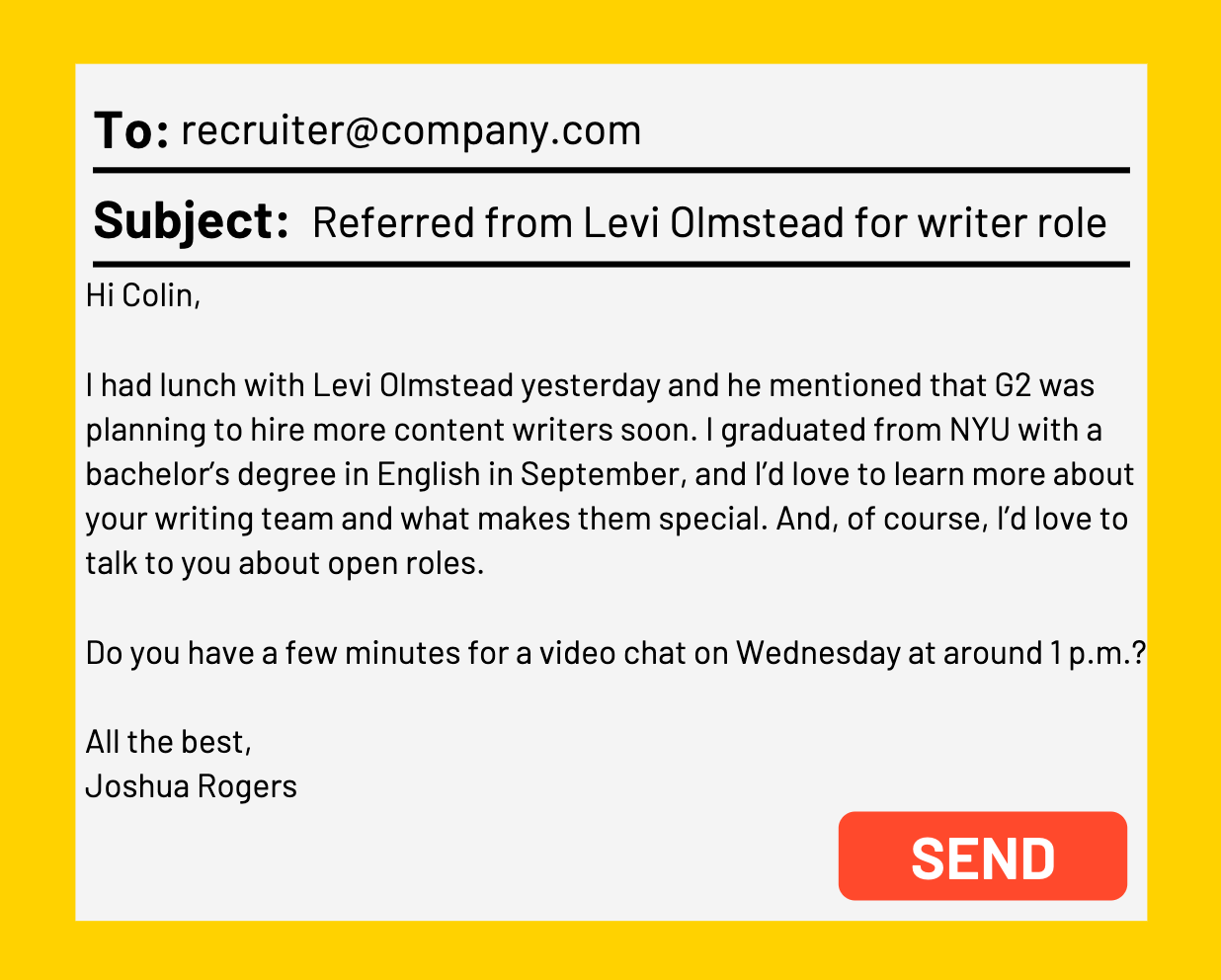 5 Clever Tips For Sending Email To A Recruiter Examples   Referral Recruiter Email Template 